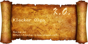 Klecker Olga névjegykártya